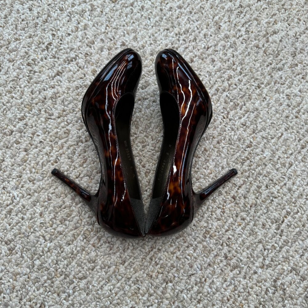 Stuart Weitzman Brown Leopard‎ Print Tortoise Patent Leather Pumps Size 8 - Picture 5 of 8